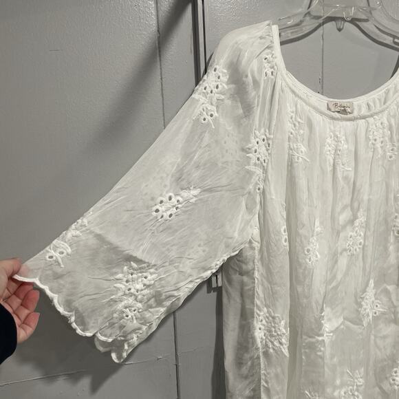 Bellambia Fairy Ethereal Silk Blend Tunic Size 1X White Angelcore Soft Girl - Picture 4 of 6